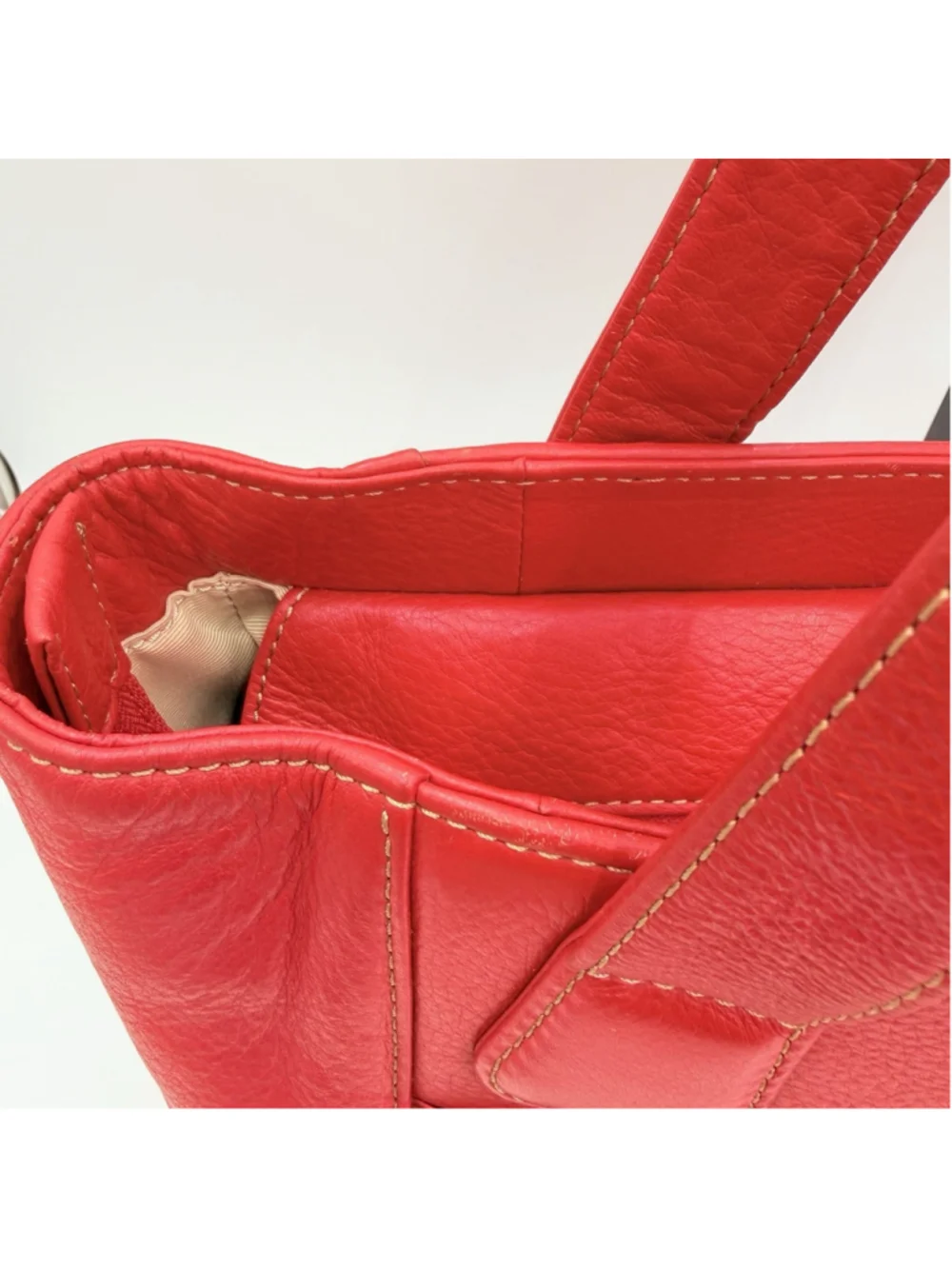 LEVENGER Red Pebbled LEATHER Large Tote Shoulder Work Bag Top Zip